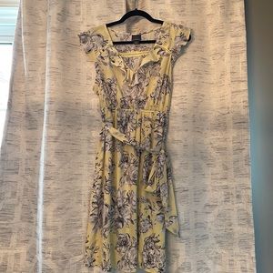 Yellow with gray flowers maternity dress